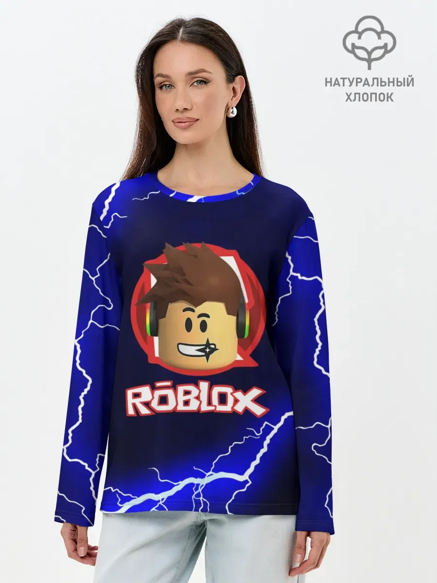 Лонгслив женский с принтом «ROBLOX», вид спереди