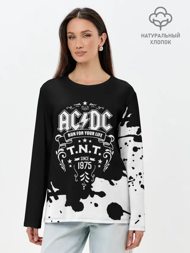 Лонгслив женский с принтом «1975 — AC/DC T.N.T.»