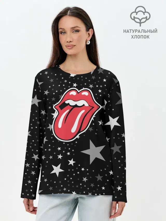 Лонгслив женский с принтом «Rolling Stones — rolling stones star»