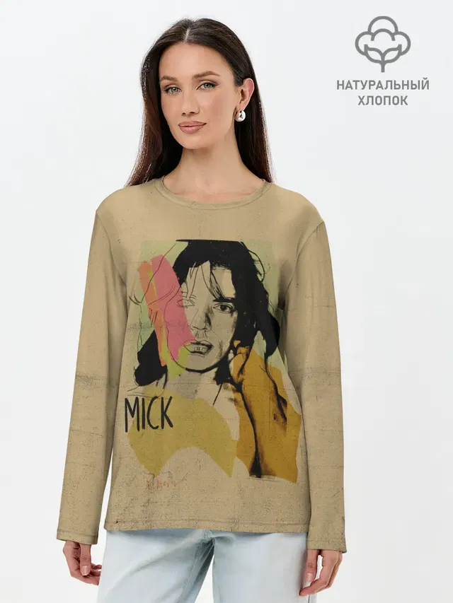 Лонгслив женский с принтом «Rolling Stones — MICK JAGGER»