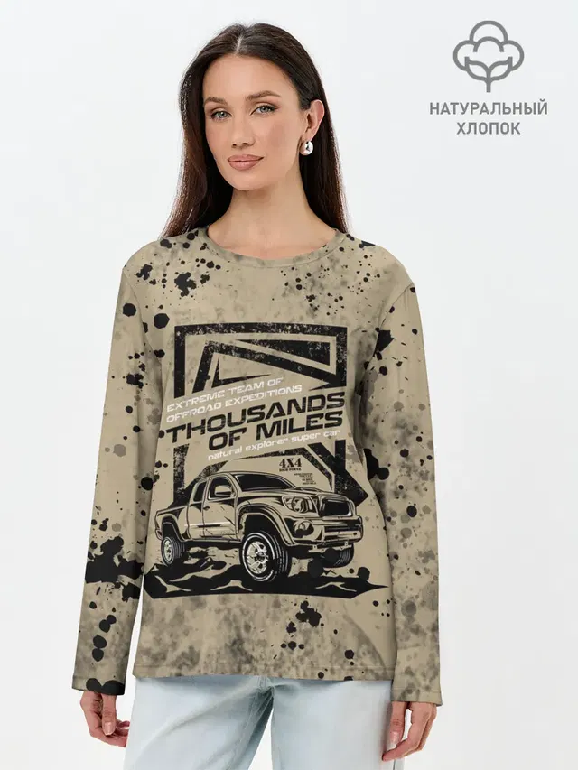 Лонгслив женский с принтом «Разные автомобильные — OffRoad Team — Внедорожник»