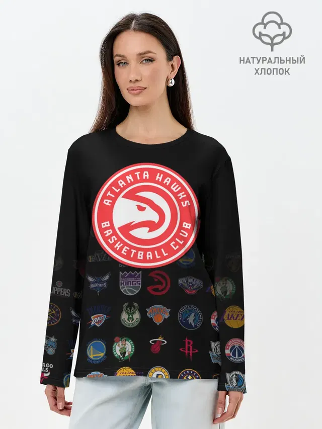 Лонгслив женский с принтом «НБА — Atlanta Hawks»