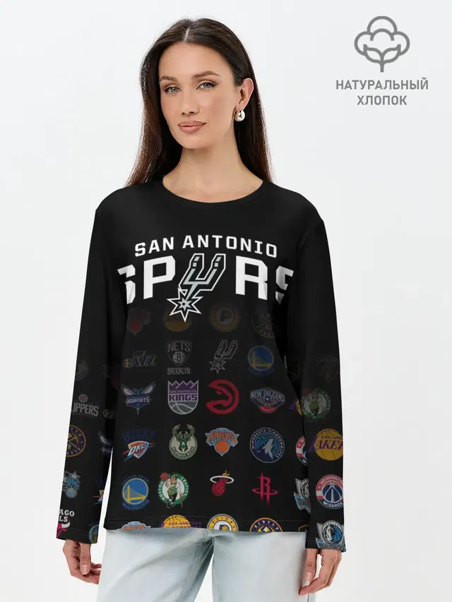 Лонгслив женский с принтом «НБА — San Antonio Spurs»