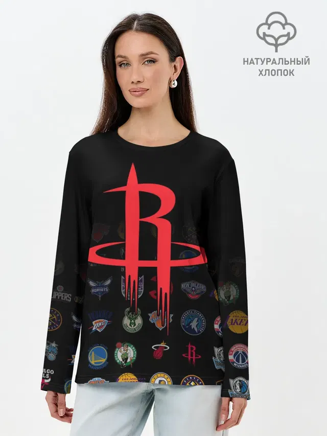 Лонгслив женский с принтом «НБА — Houston Rockets»