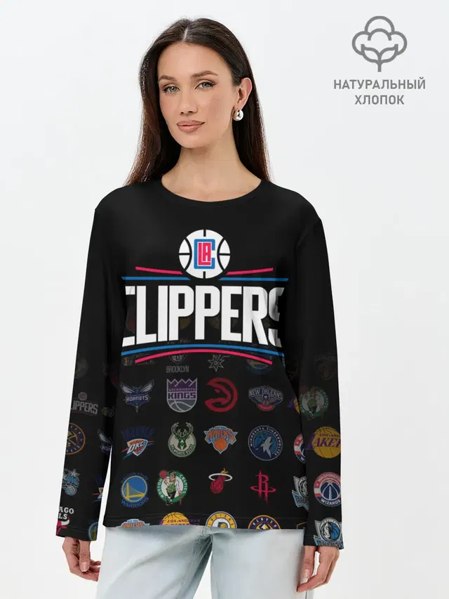 Лонгслив женский с принтом «НБА — Los Angeles Clippers»