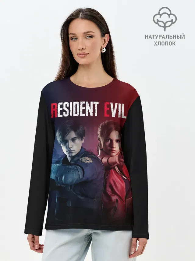 Лонгслив женский с принтом «Leon Kennedy — Resident Evil 2»