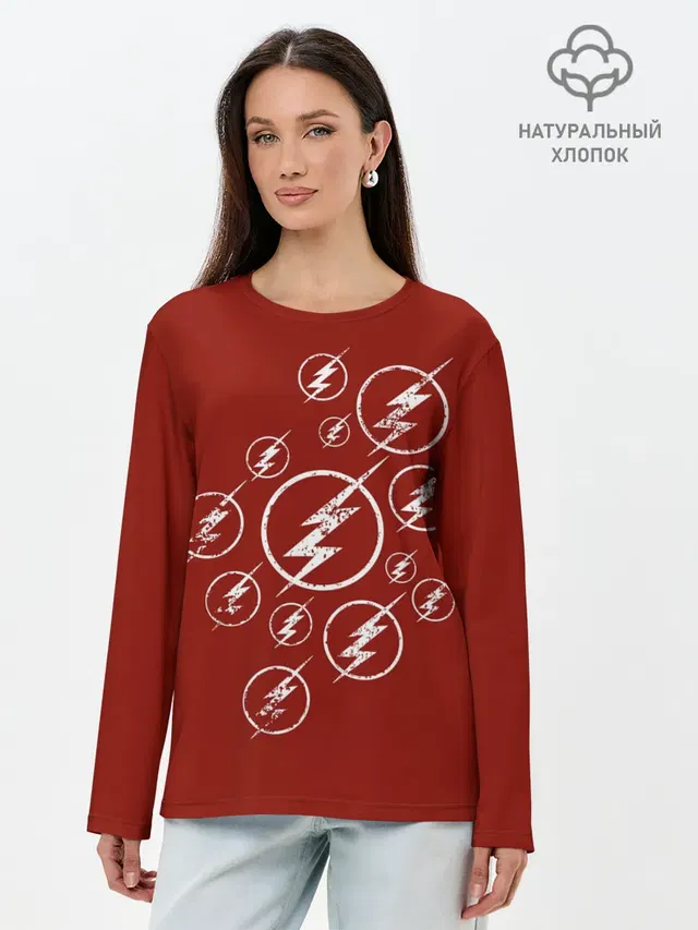 Лонгслив женский с принтом «Флэш — The Flash Logo»