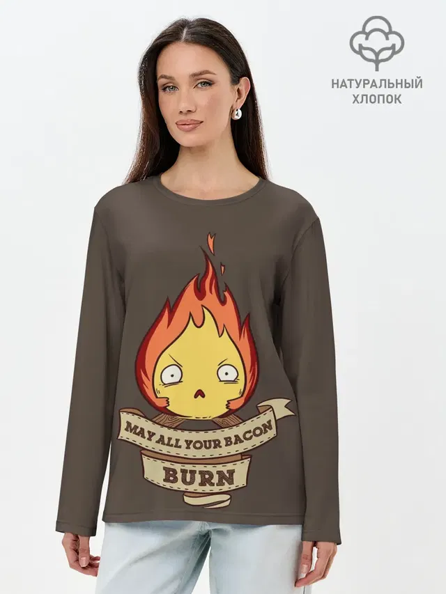 Лонгслив женский с принтом «Ходячий замок — Burn emotion»