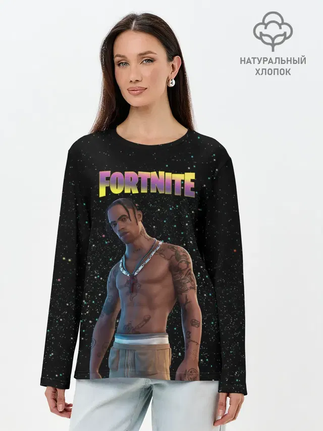 Лонгслив женский с принтом «Фортнайт — Travis Scott, Fortnite»