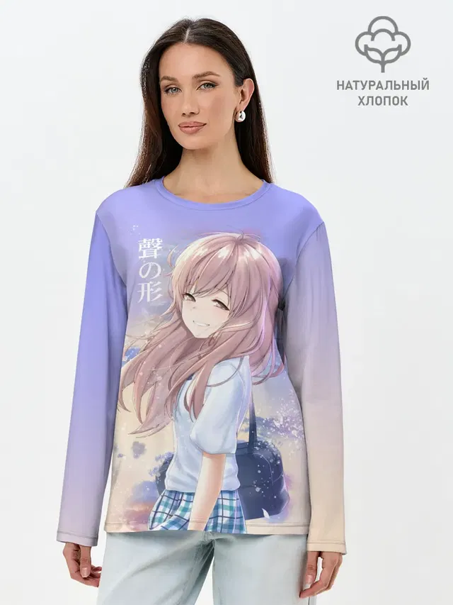 Лонгслив женский с принтом «Форма голоса — Silent Voice»