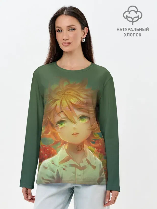 Лонгслив женский с принтом «Обещанный Неверленд — The Promised Neverland»