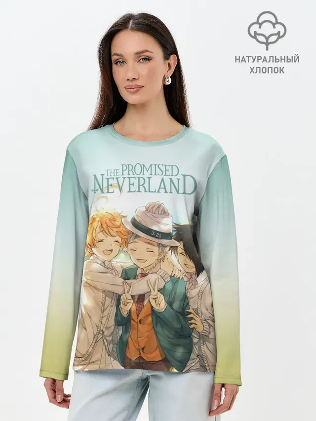 Лонгслив женский с принтом «Обещанный Неверленд — The Promised Neverland»