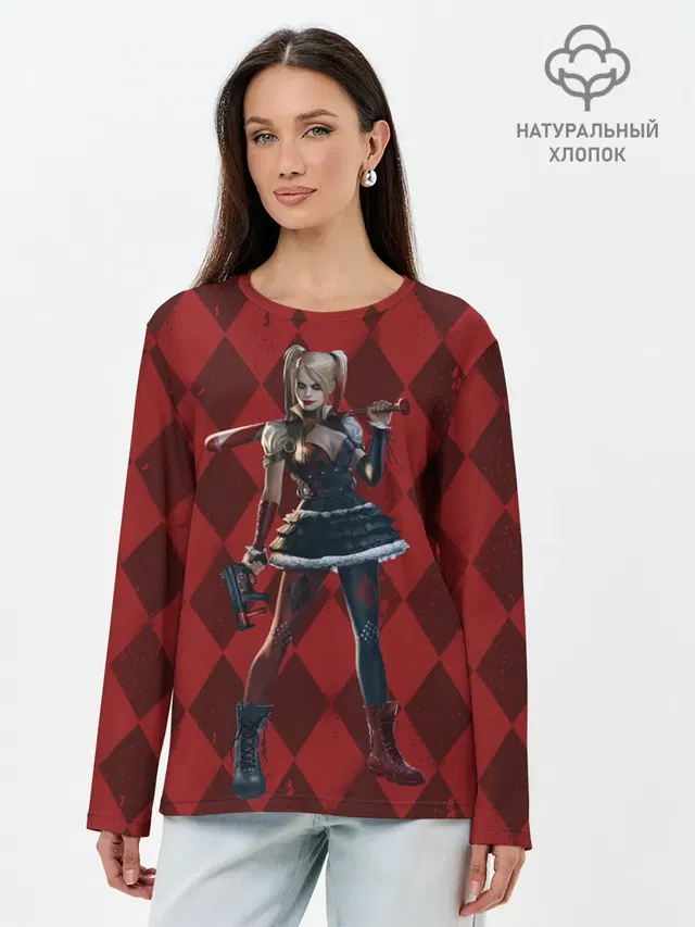 Лонгслив женский с принтом «Batman Arkham Knight — Harley Quinn»