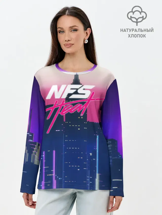 Лонгслив женский с принтом «Cityscape — NFS Heat»