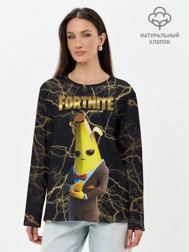 Лонгслив женский с принтом «Фортнайт — Peely Fortnite»