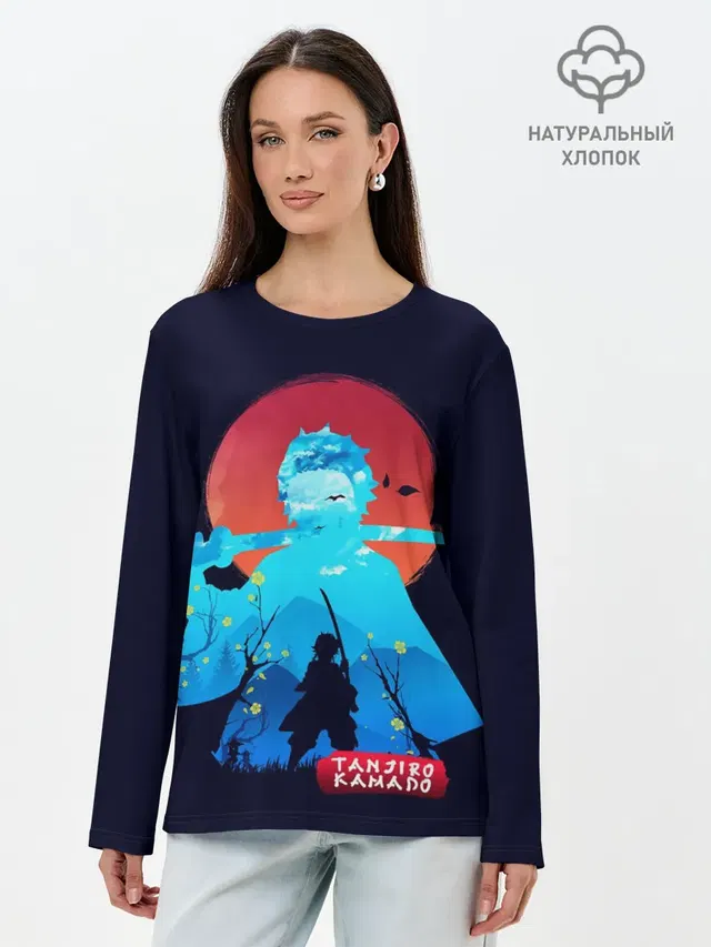 Лонгслив женский. Хлопок