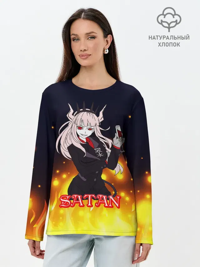 Лонгслив женский с принтом «Helltaker — Helltaker Satan Girl»
