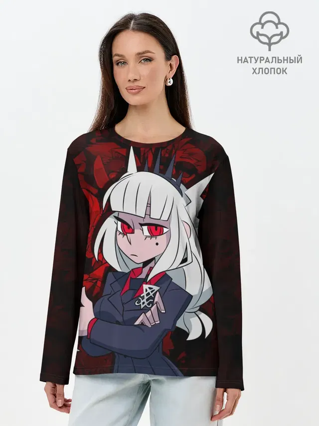 Лонгслив женский с принтом «Helltaker — HELLTAKER LUCIFER»