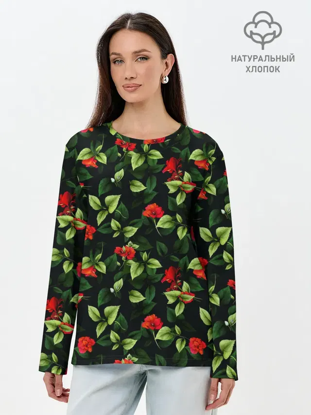 Лонгслив женский. Хлопок