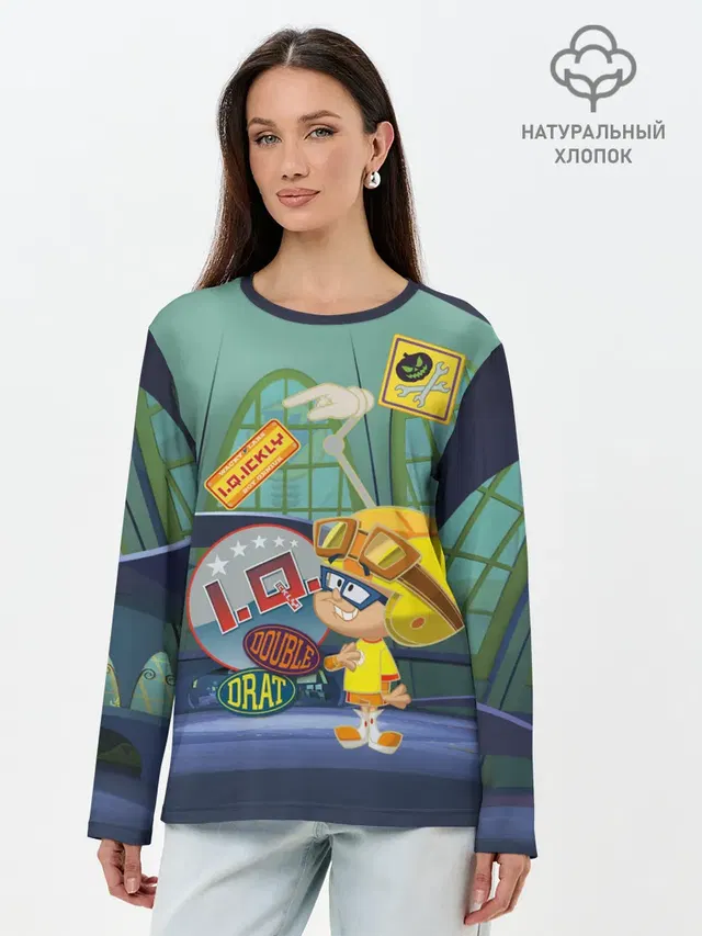 Лонгслив женский с принтом «Безумные гонки — IQ Wacky Races»