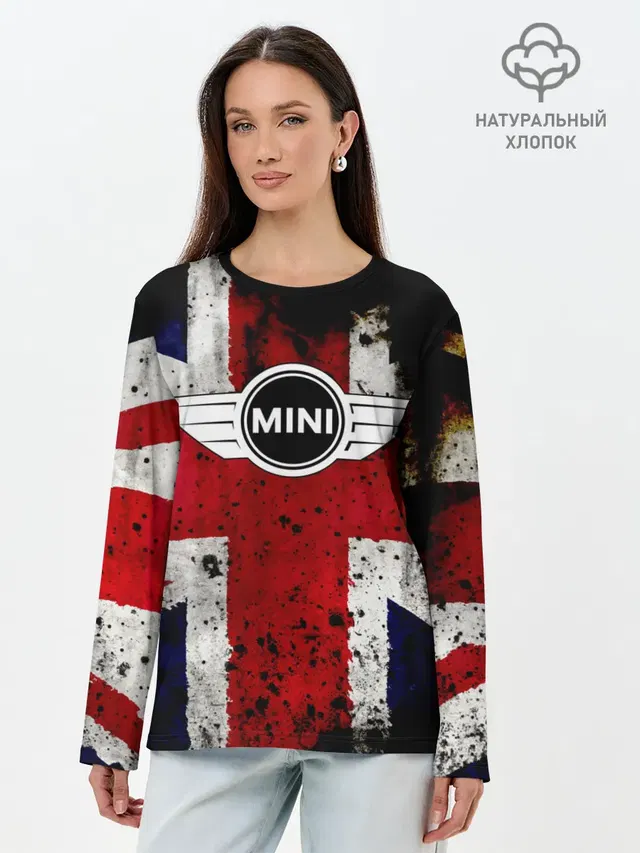 Лонгслив женский с принтом «BMW — Mini Cooper»