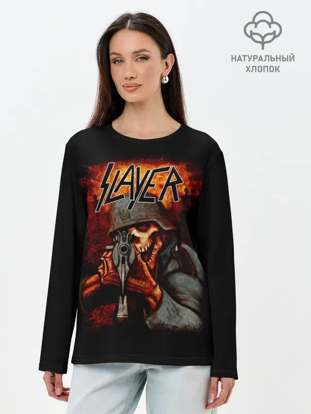 Лонгслив женский с принтом «Slayer — СЛЭЙЕР»