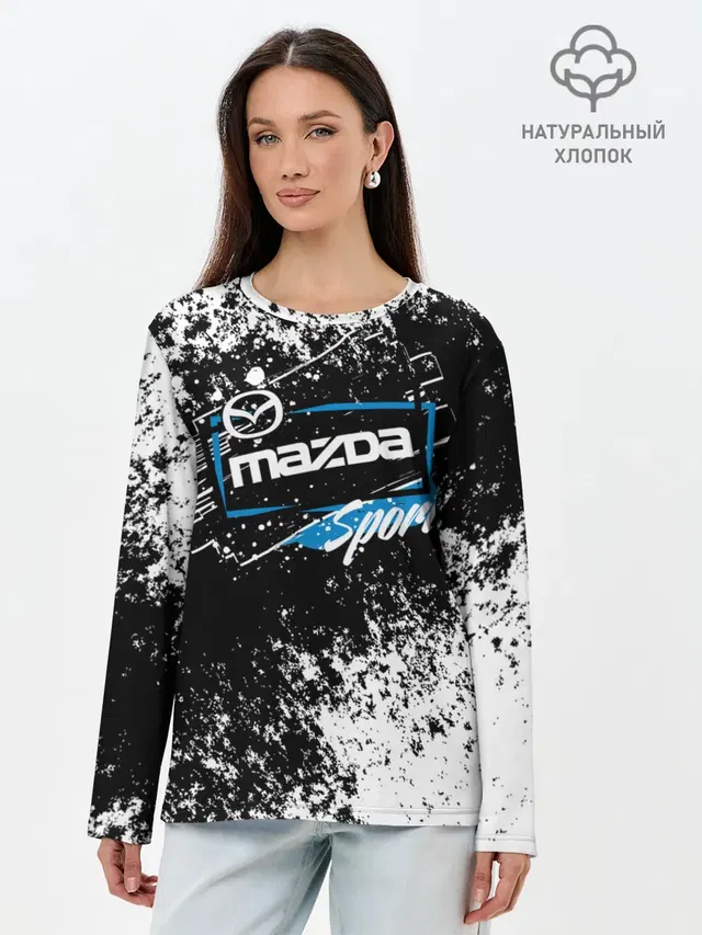 Лонгслив женский с принтом «Mazda — MAZDA SPORT»
