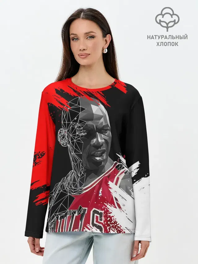 Лонгслив женский с принтом «НБА — MICHAEL JORDAN»