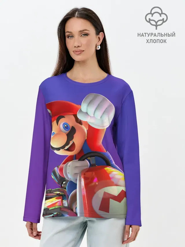 Лонгслив женский с принтом «Mario — Mario 3D»