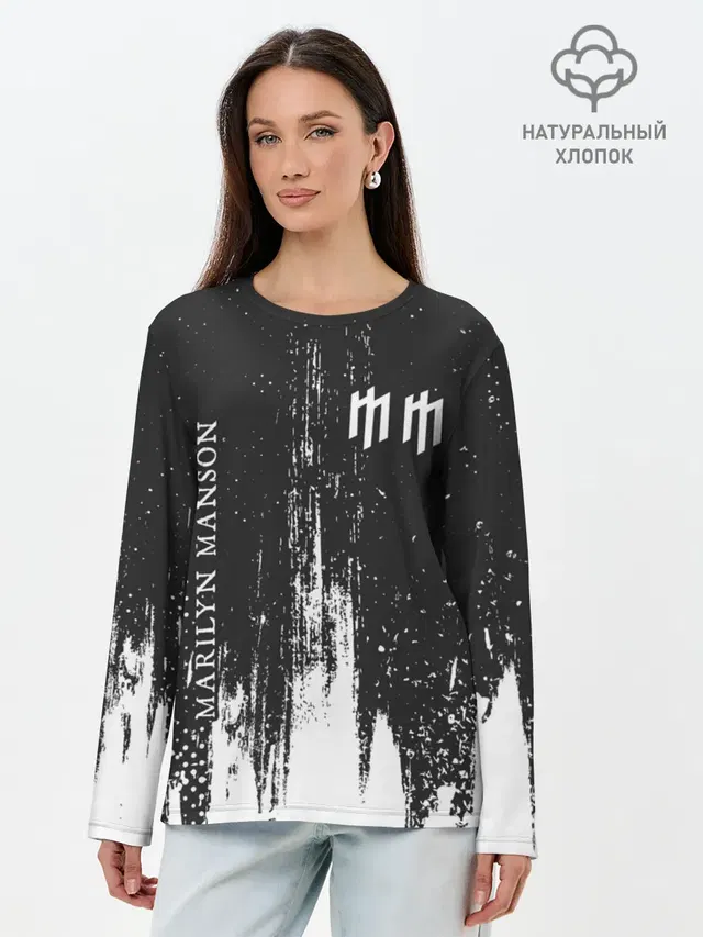 Лонгслив женский с принтом «Marilyn Manson — М. МЭНСОН»