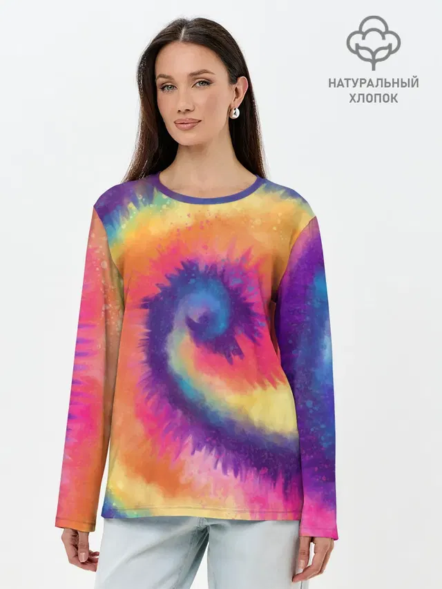 Лонгслив женский с принтом «Tie-Dye — TIE-DYE MULTICOLOR»