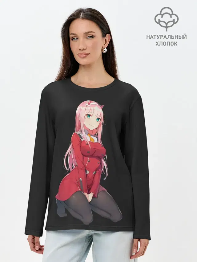 Лонгслив женский с принтом «Darling in the FranXX — Прекрасная Zero Two»