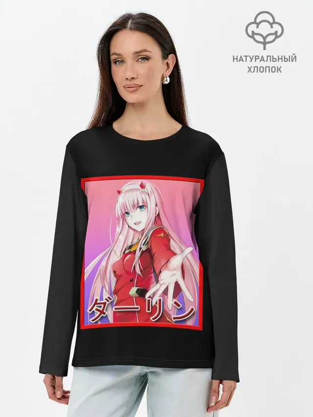 Лонгслив женский с принтом «Zero Two give me hand»