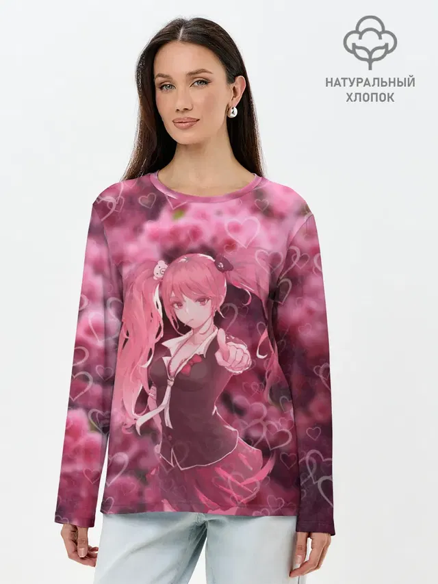Лонгслив женский с принтом «Danganronpa — Джунко Эношима»