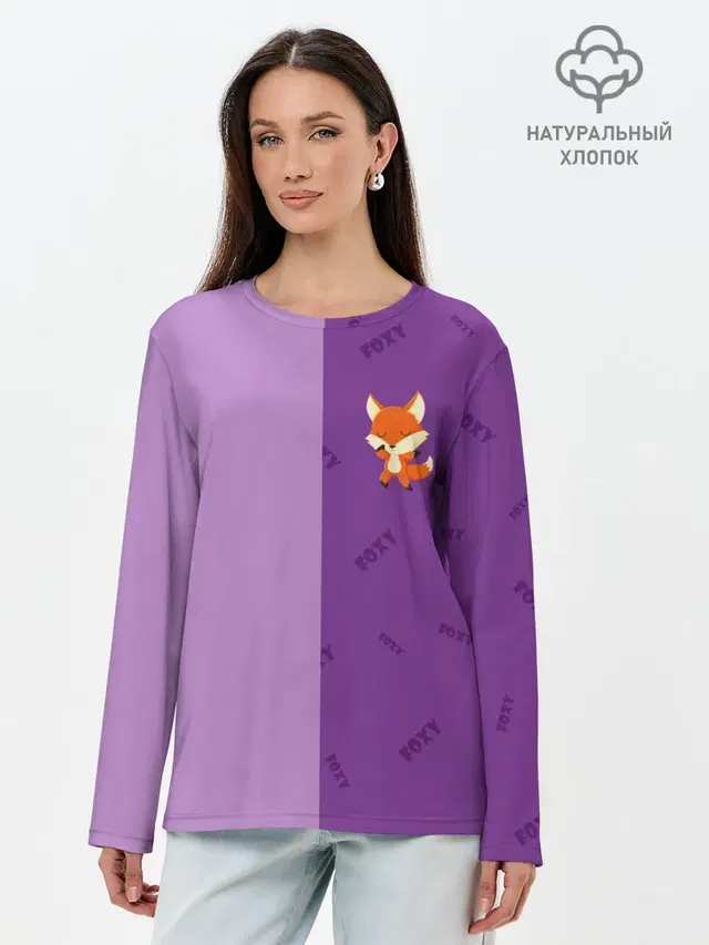 Лонгслив женский с принтом «Лисы — ЛИСИЧКА — FOXY»