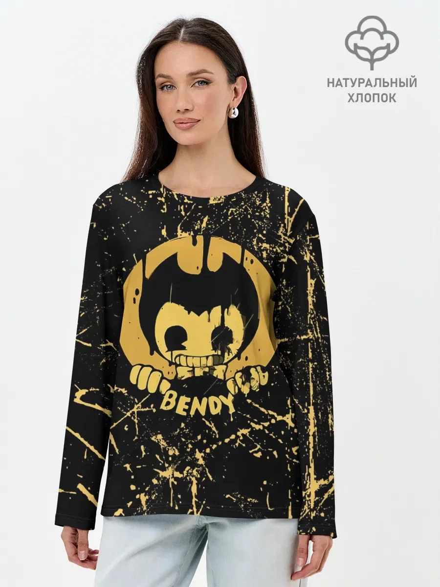 Лонгслив женский с принтом «Bendy And The Ink Machine», вид спереди