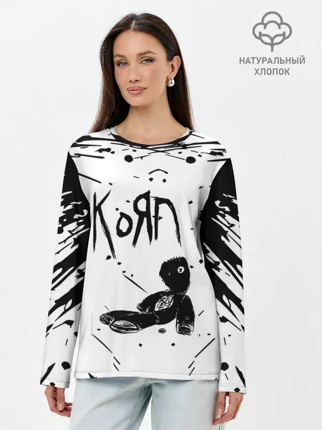 Лонгслив женский с принтом «KoЯn — korn»