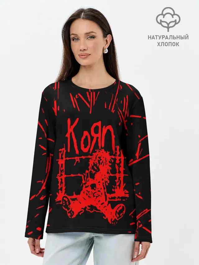 Лонгслив женский с принтом «KoЯn — korn»