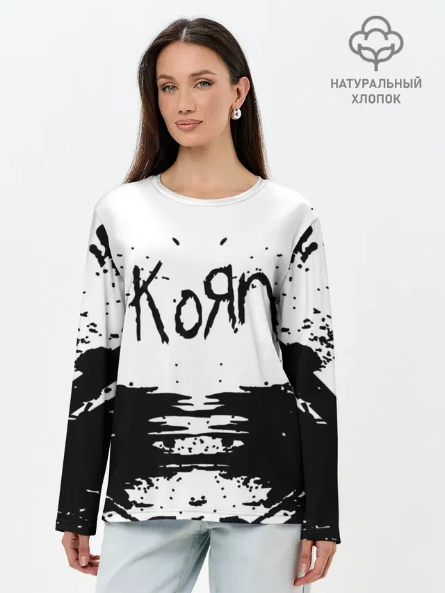Лонгслив женский с принтом «KoЯn — korn»