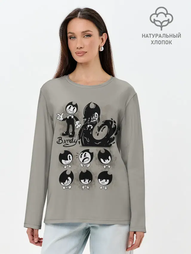 Лонгслив женский с принтом «1930s cartoon style»