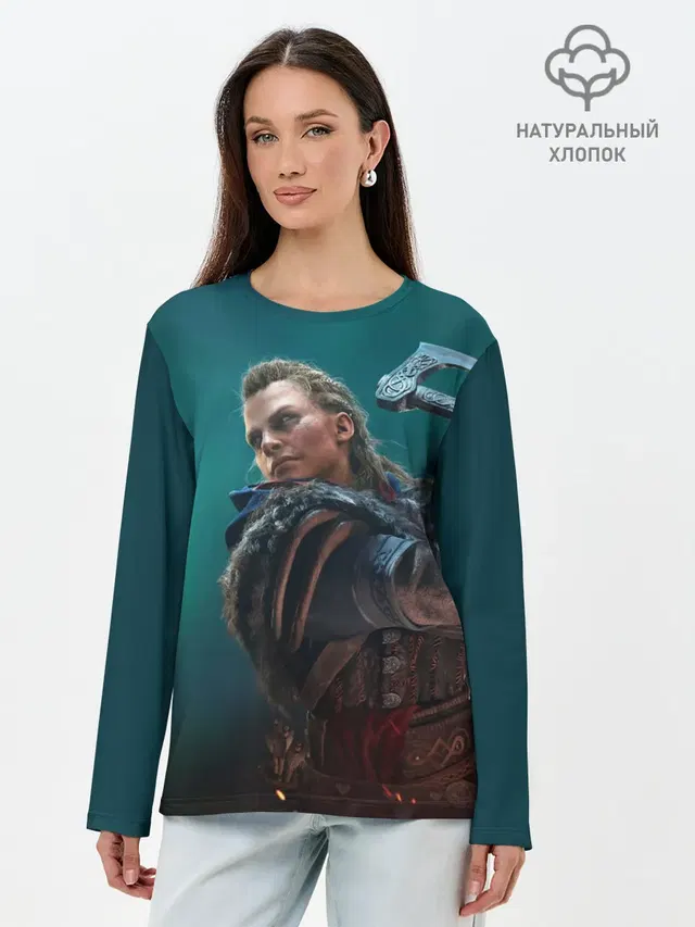 Лонгслив женский с принтом «Eivor Varinsdottir — ASSASSINS CREED VALHALLA»