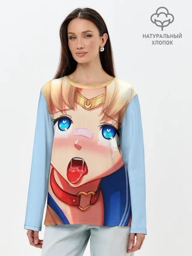 Лонгслив женский с принтом «Sailor Moon Ahegao»