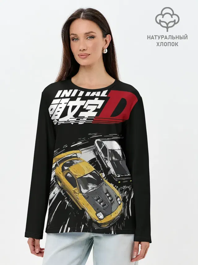 Лонгслив женский с принтом «Initial D две машины»