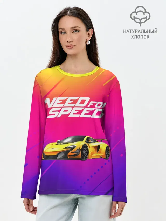 Лонгслив женский с принтом «Need FO Speed»