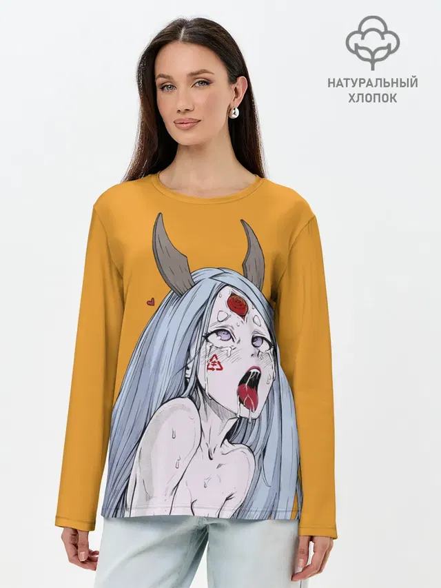 Лонгслив женский с принтом «Ahegao — Ahegao Kaguya»
