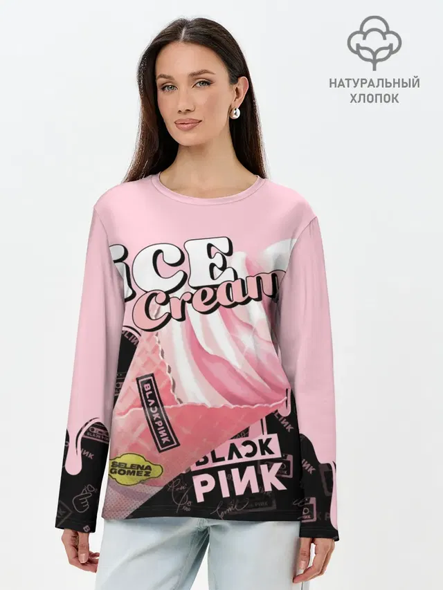 Лонгслив женский с принтом «BlackPink — BLACKPINK ICE CREAM»