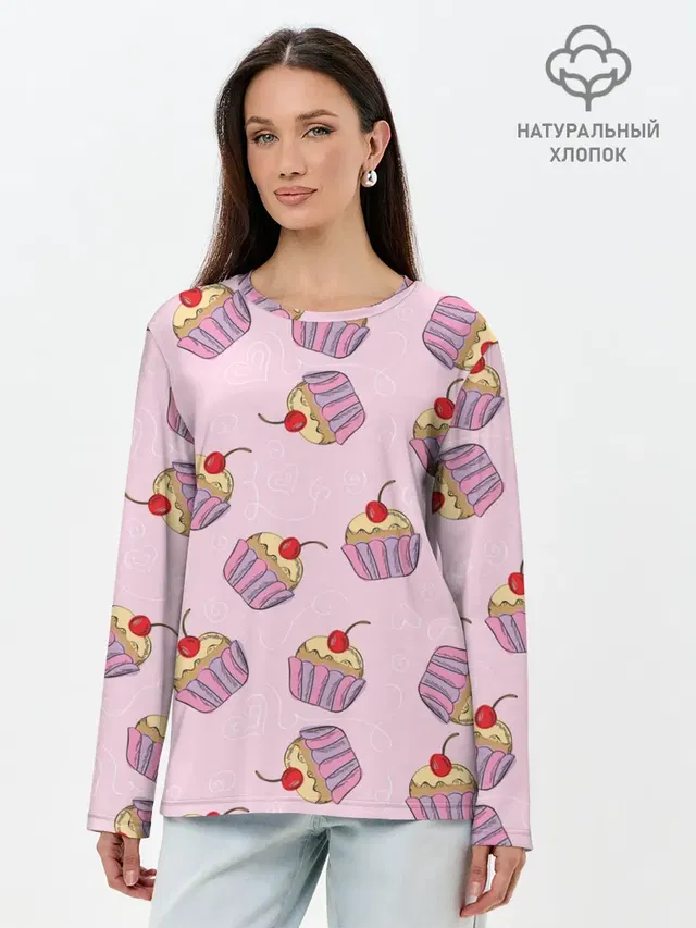 Лонгслив женский. Хлопок