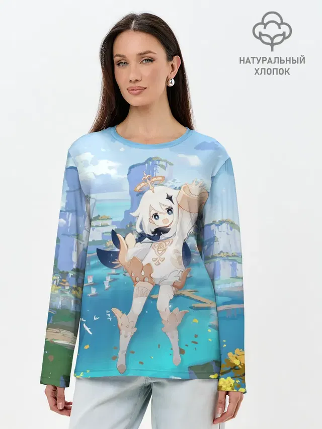 Лонгслив женский с принтом «Геншин Импакт — Paimon»