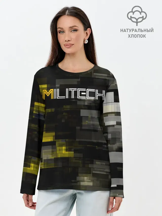 Лонгслив женский с принтом «Cyberpunk 2077 — MILITECH камуфляж Cyberpunk 2077»