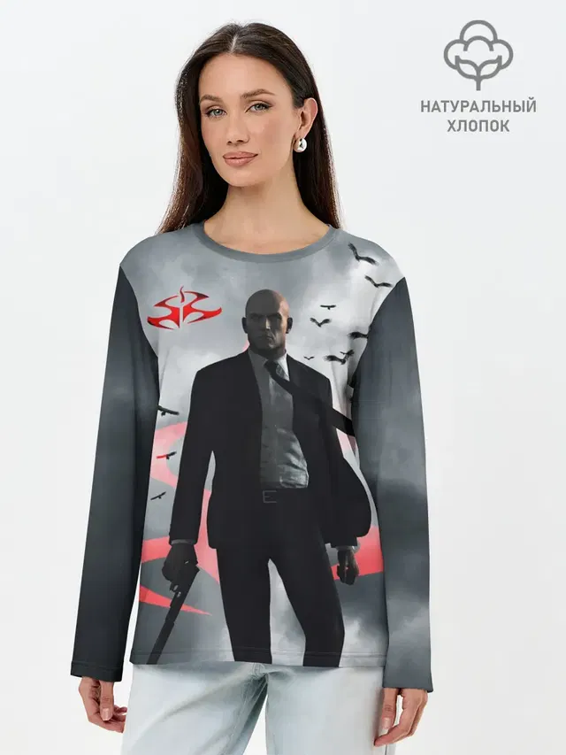 Лонгслив женский с принтом «Hitman — Агент 47»